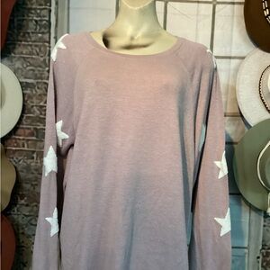 Easel Los Angeles Stylish Mauve Sweater with Shooting Star Details Sz 1X